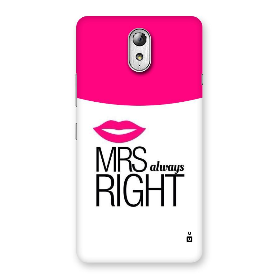Mrs always right Back Case for Lenovo Vibe P1M