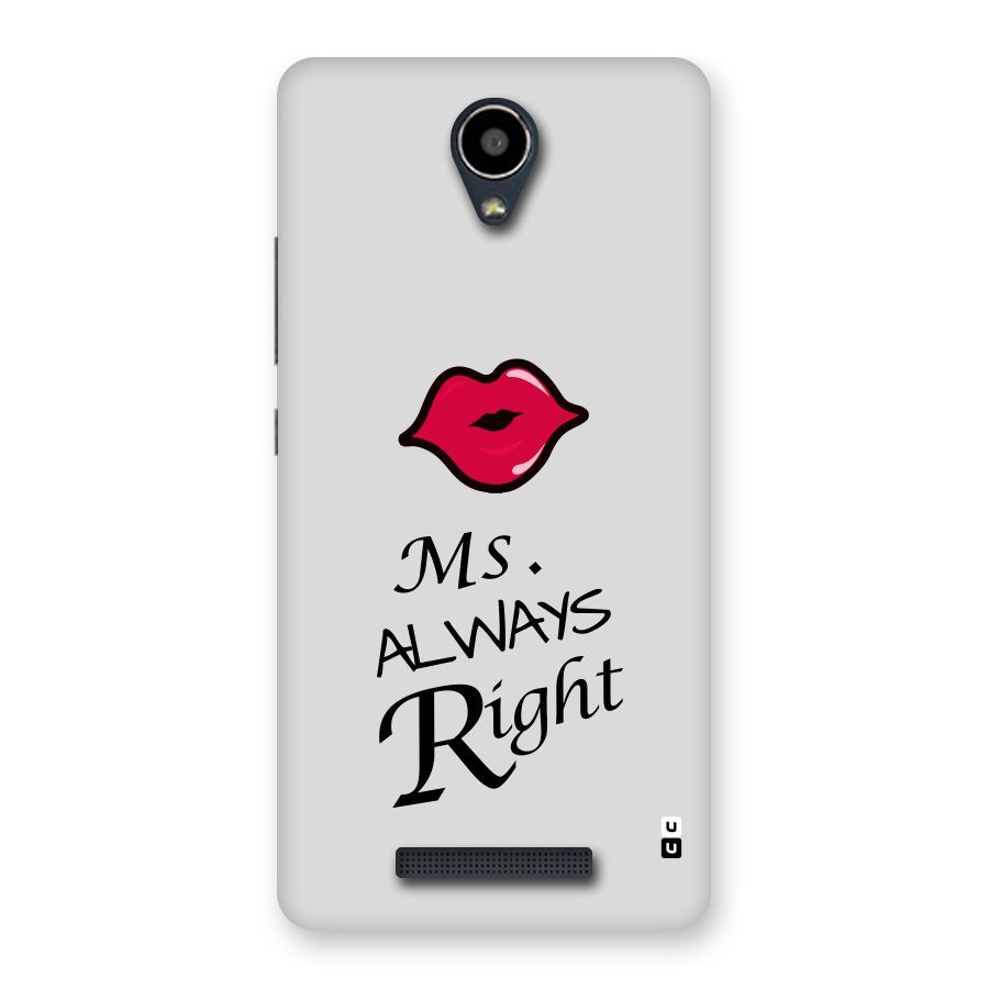 Ms. Always Right. Back Case for Redmi Note 2