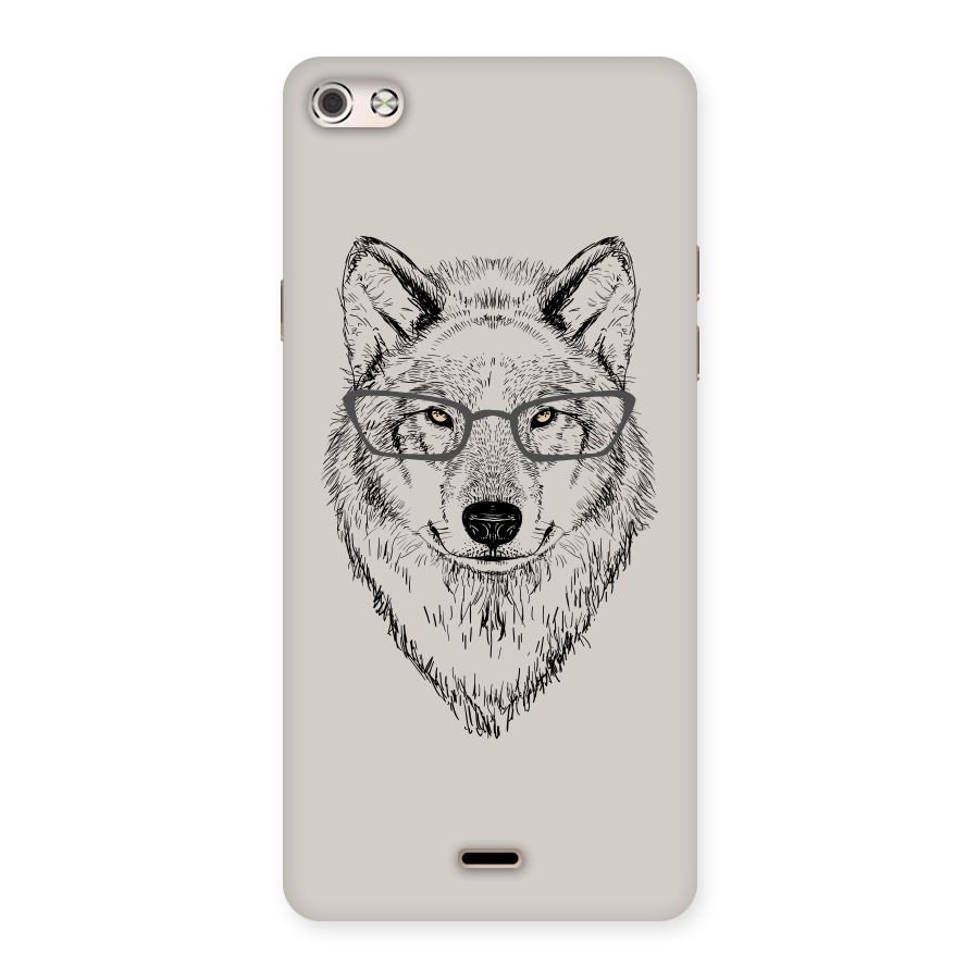 Nerdy Wolf Back Case for Micromax Canvas Silver 5