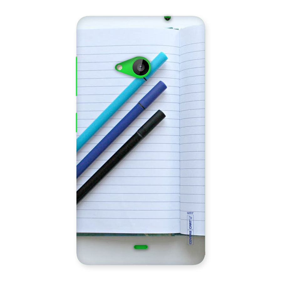 Notebook And Pens Back Case for Lumia 535