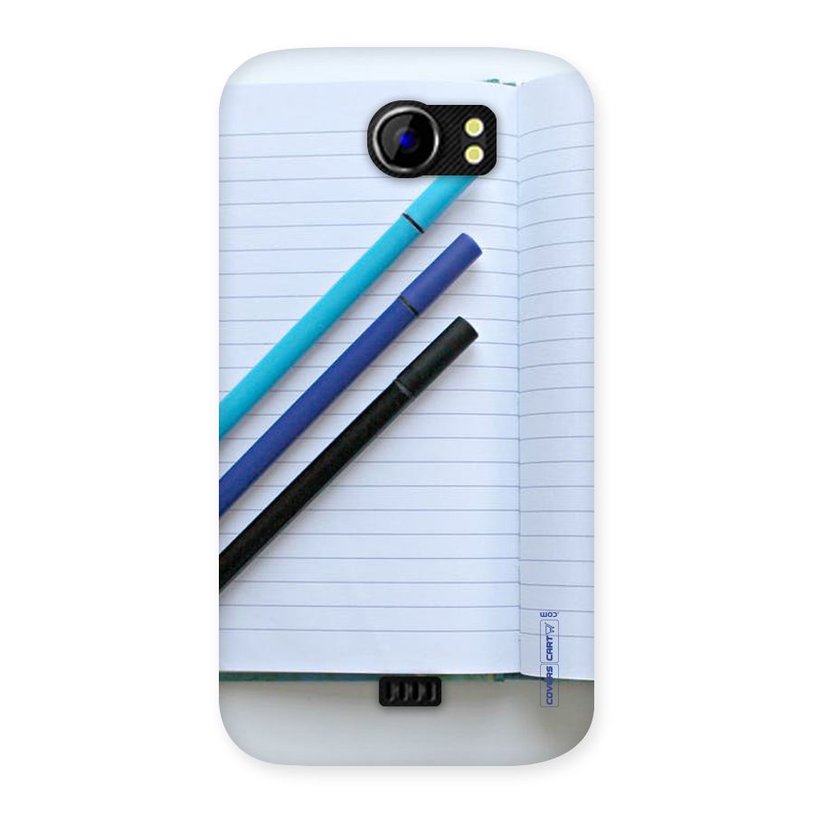Notebook And Pens Back Case for Micromax Canvas 2 A110