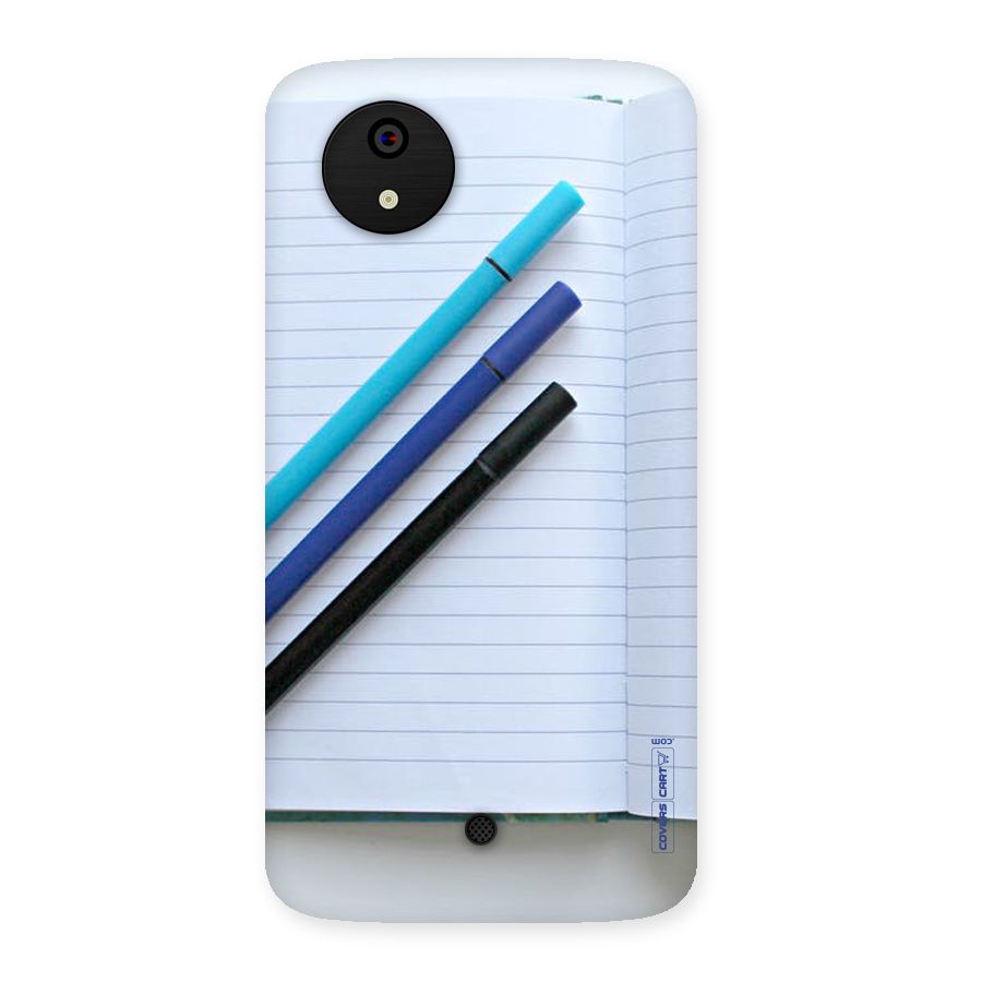 Notebook And Pens Back Case for Micromax Canvas A1