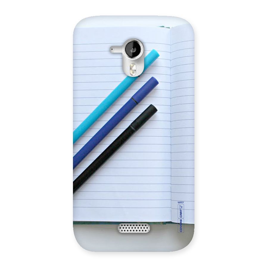 Notebook And Pens Back Case for Micromax Canvas HD A116