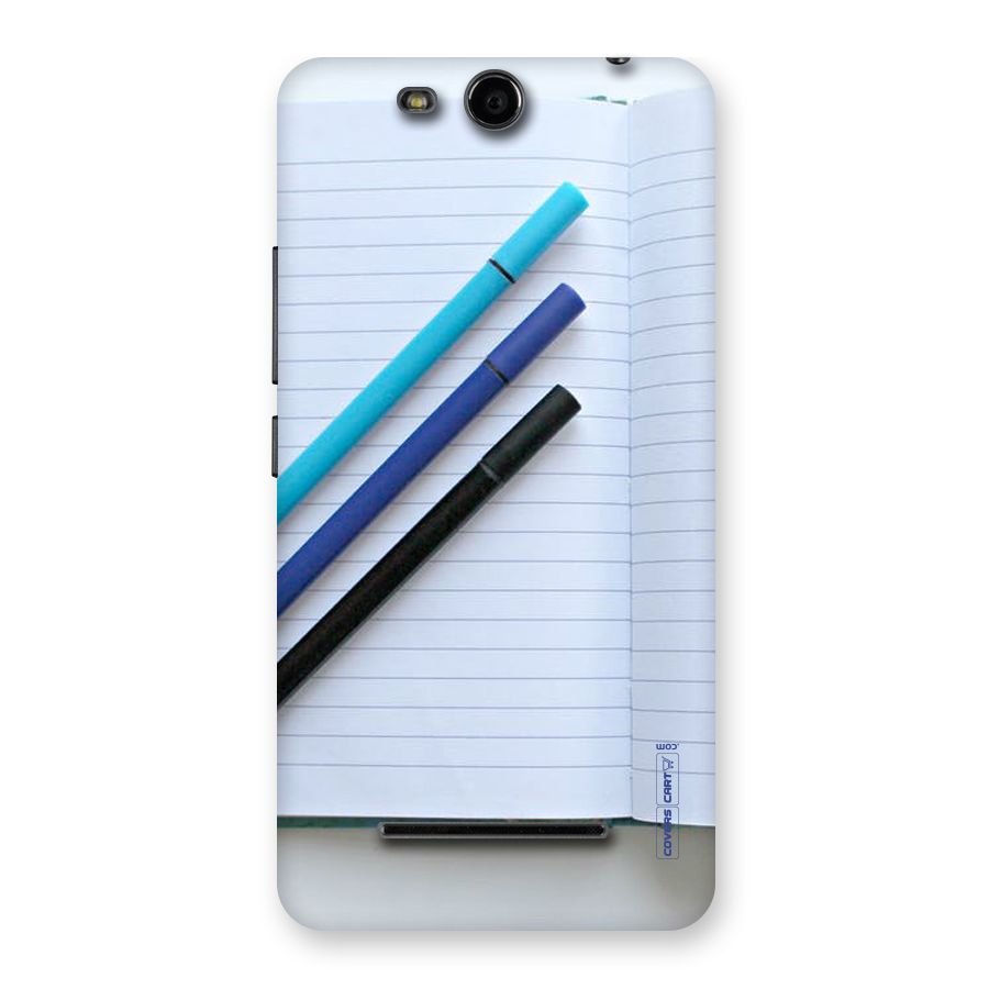 Notebook And Pens Back Case for Micromax Canvas Juice 3 Q392