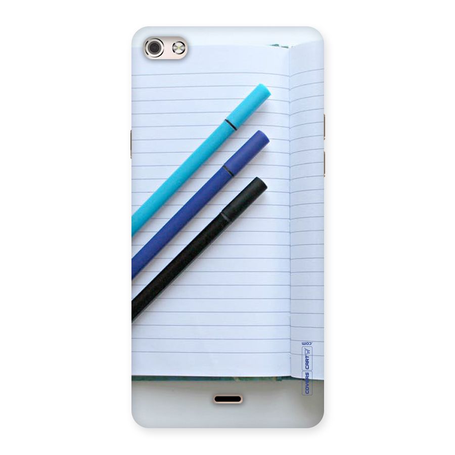 Notebook And Pens Back Case for Micromax Canvas Silver 5
