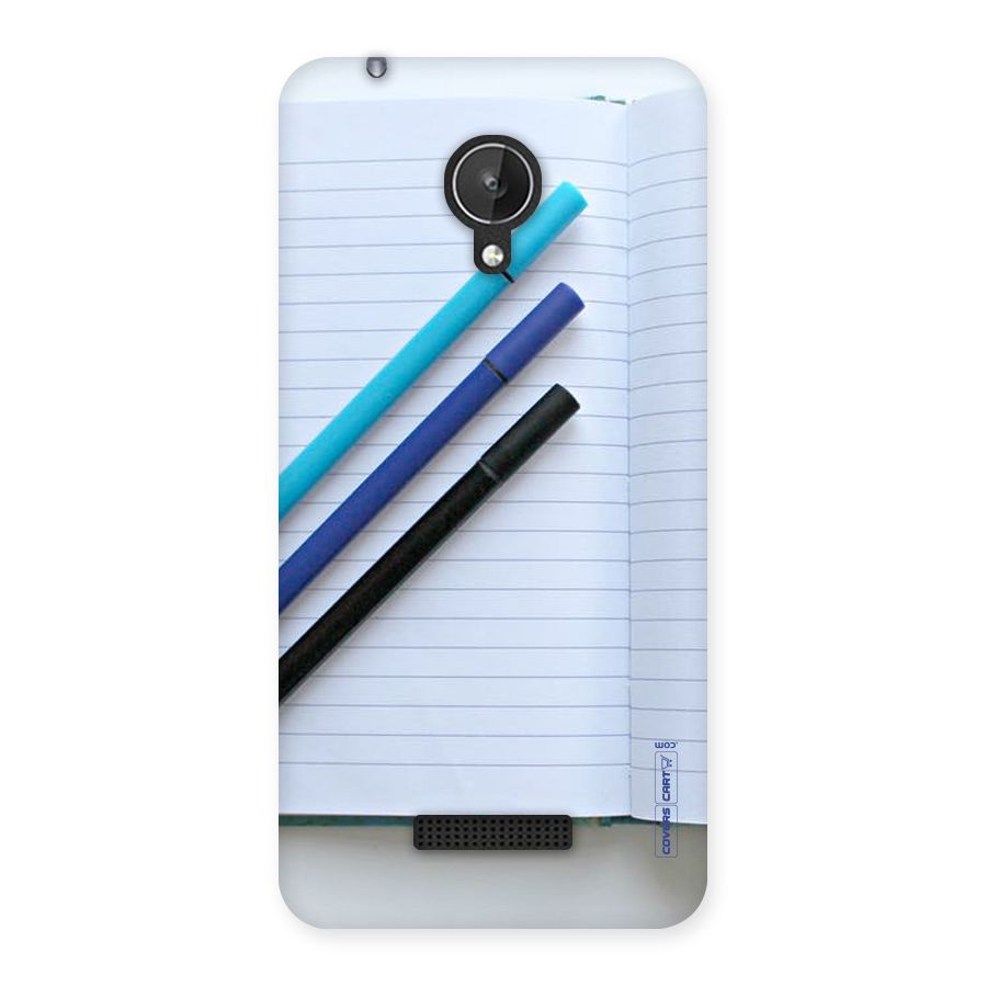Notebook And Pens Back Case for Micromax Canvas Spark Q380
