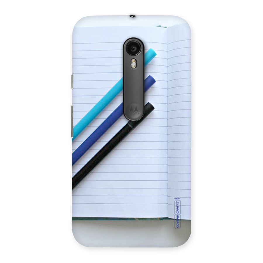 Notebook And Pens Back Case for Moto G3