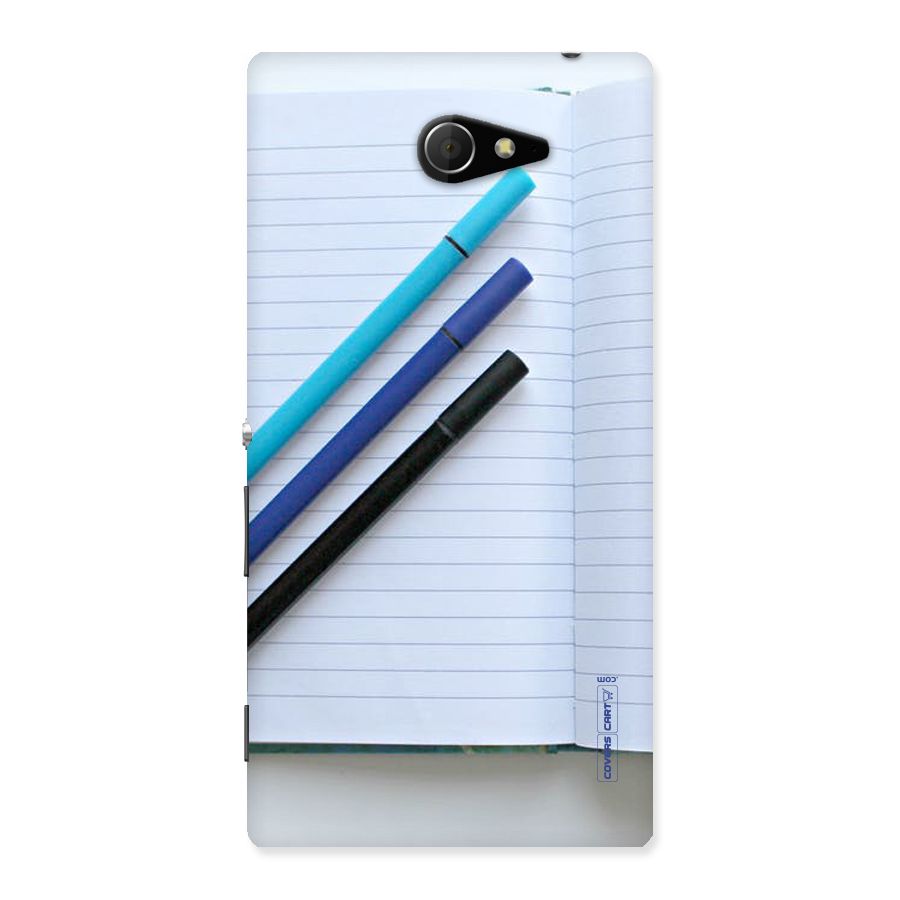 Notebook And Pens Back Case for Sony Xperia M2
