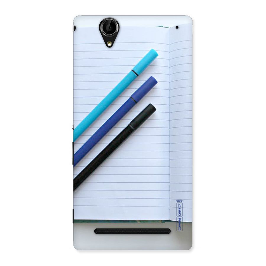 Notebook And Pens Back Case for Sony Xperia T2