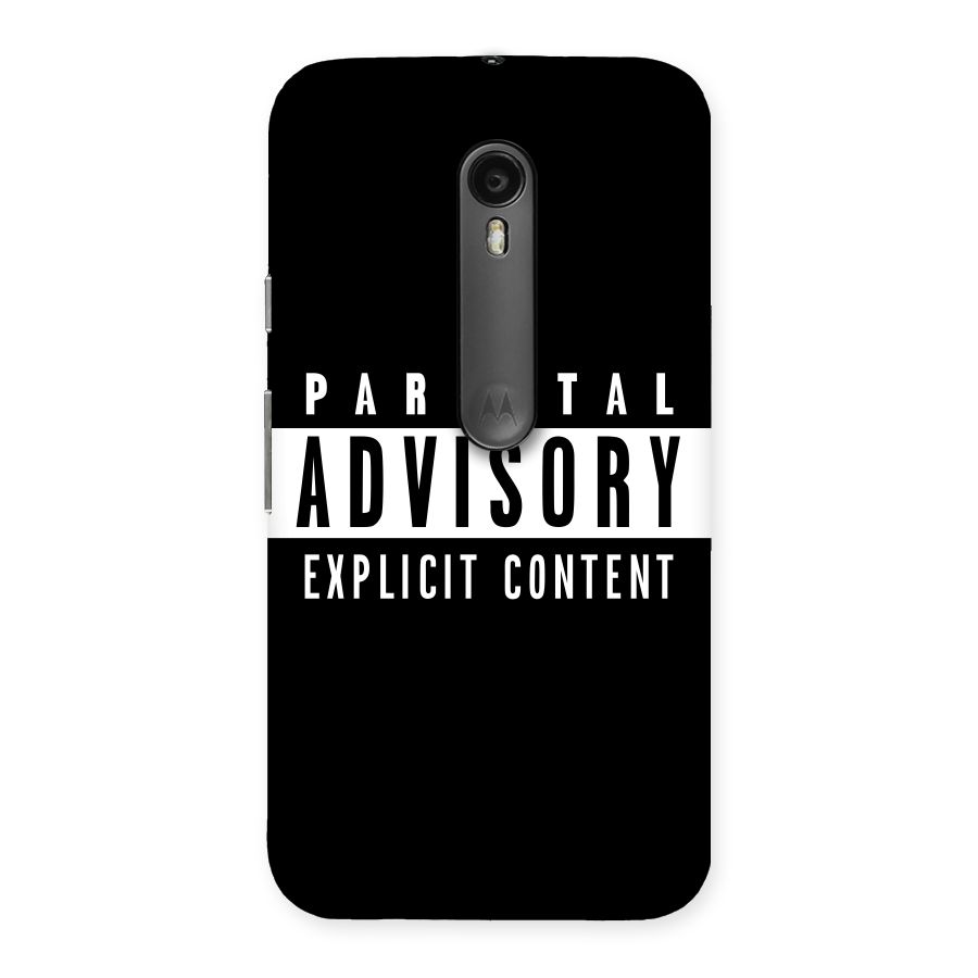 Parental Advisory Label Back Case for Moto G3