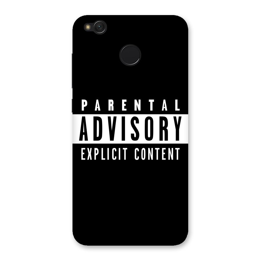 Parental Advisory Label Back Case for Redmi 4