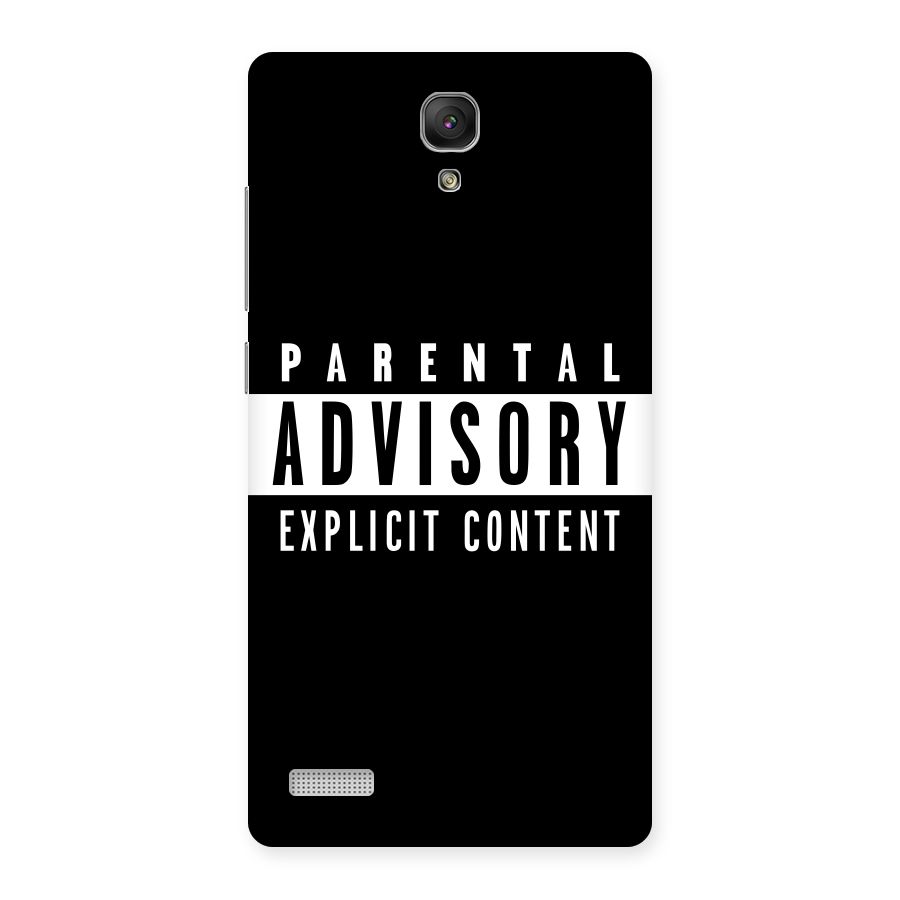 Parental Advisory Label Back Case for Redmi Note