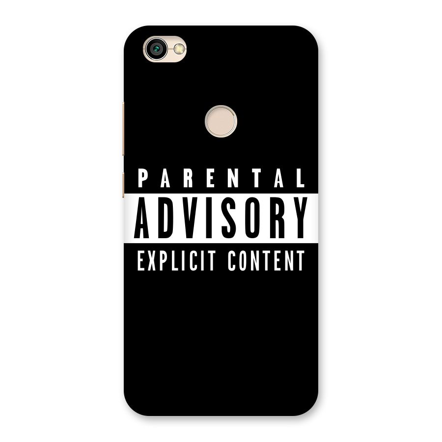 Parental Advisory Label Back Case for Redmi Y1 2017