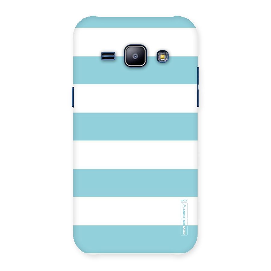 Pastel Blue White Stripes Back Case for Galaxy J1