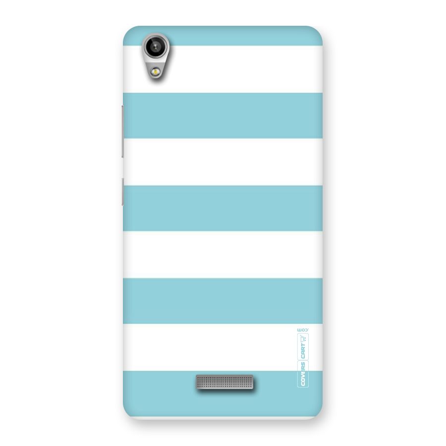 Pastel Blue White Stripes Back Case for Lava-Pixel-V1
