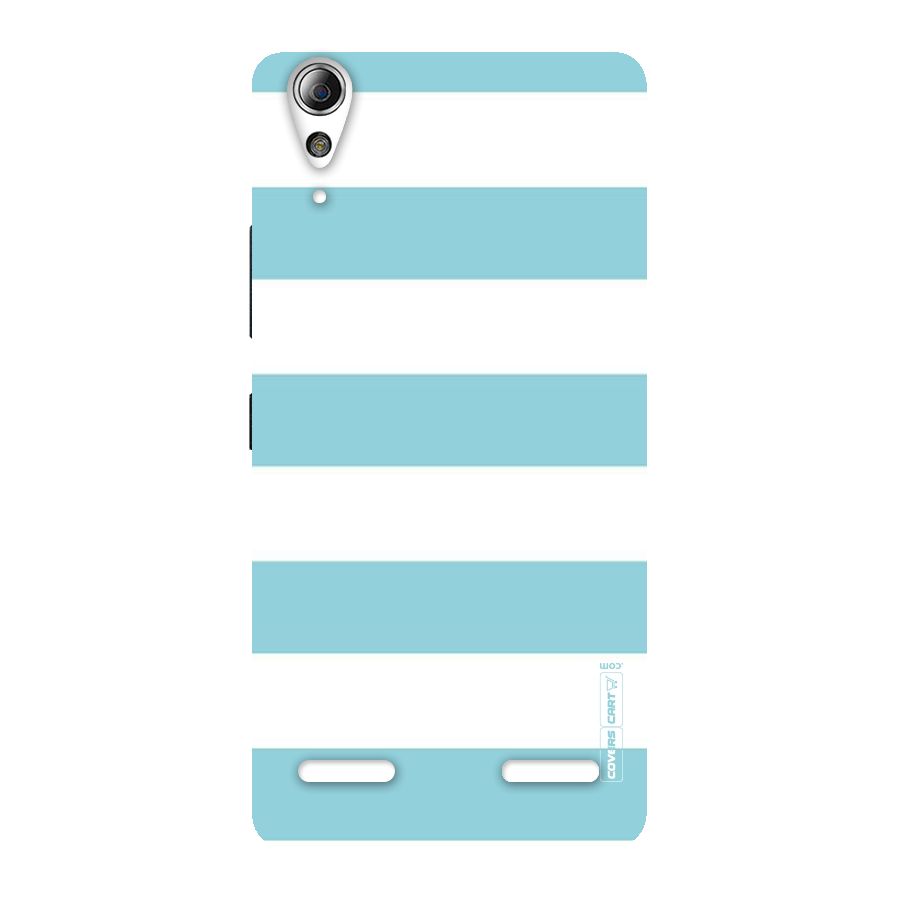 Pastel Blue White Stripes Back Case for Lenovo A6000 Plus