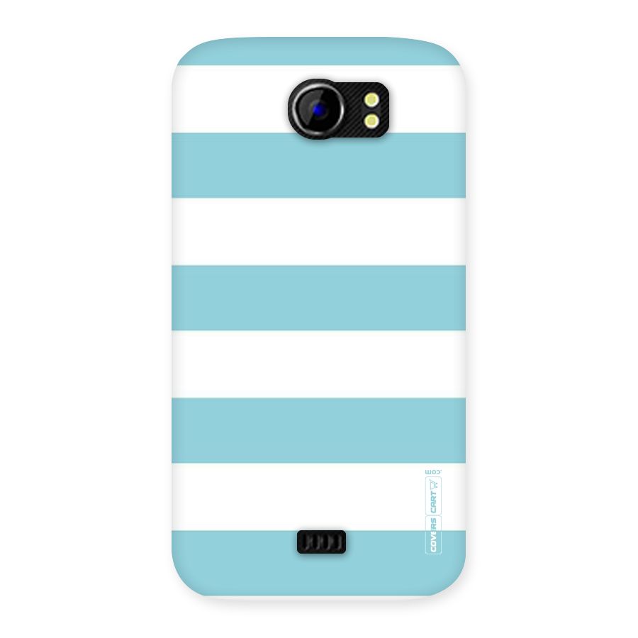 Pastel Blue White Stripes Back Case for Micromax Canvas 2 A110