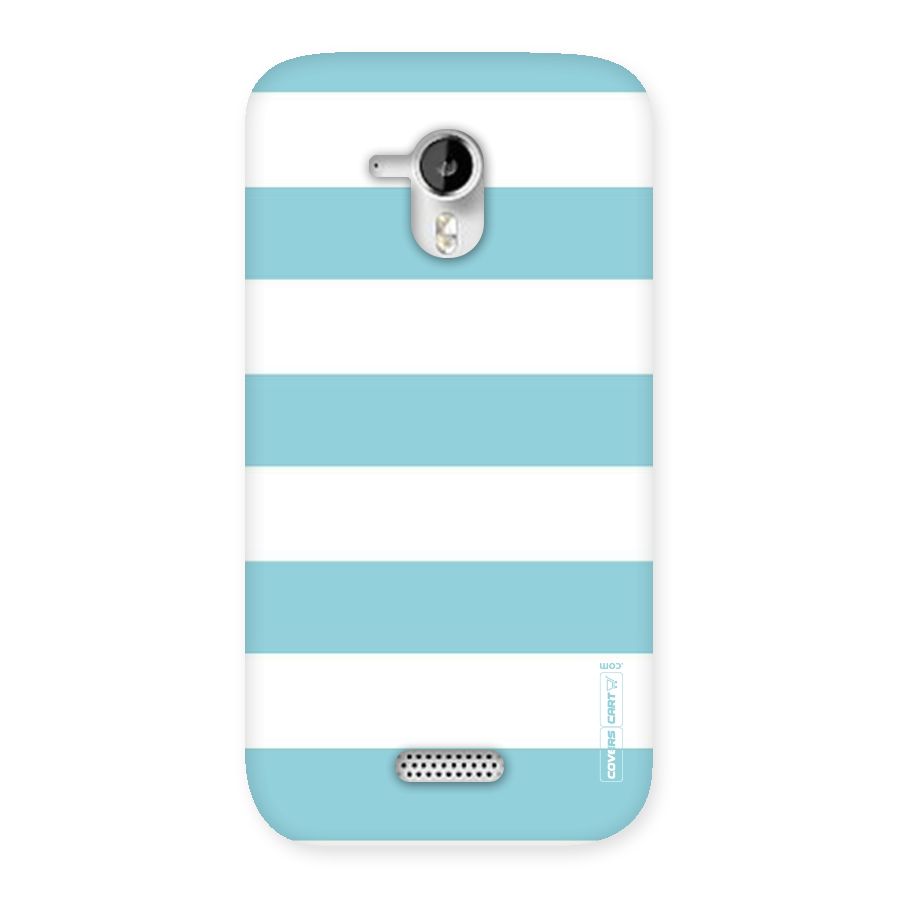 Pastel Blue White Stripes Back Case for Micromax Canvas HD A116