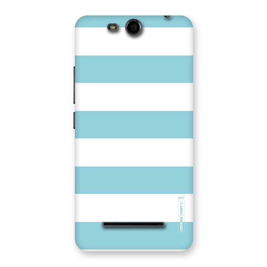 Pastel Blue White Stripes Back Case for Micromax Canvas Juice 3 Q392