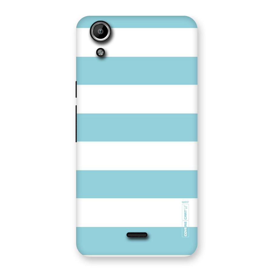 Pastel Blue White Stripes Back Case for Micromax Canvas Selfie Lens Q345