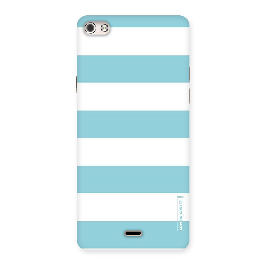 Pastel Blue White Stripes Back Case for Micromax Canvas Silver 5