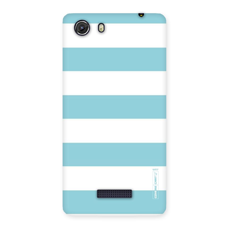 Pastel Blue White Stripes Back Case for Micromax Unite 3
