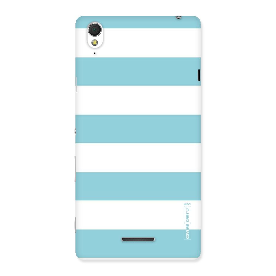 Pastel Blue White Stripes Back Case for Sony Xperia T3