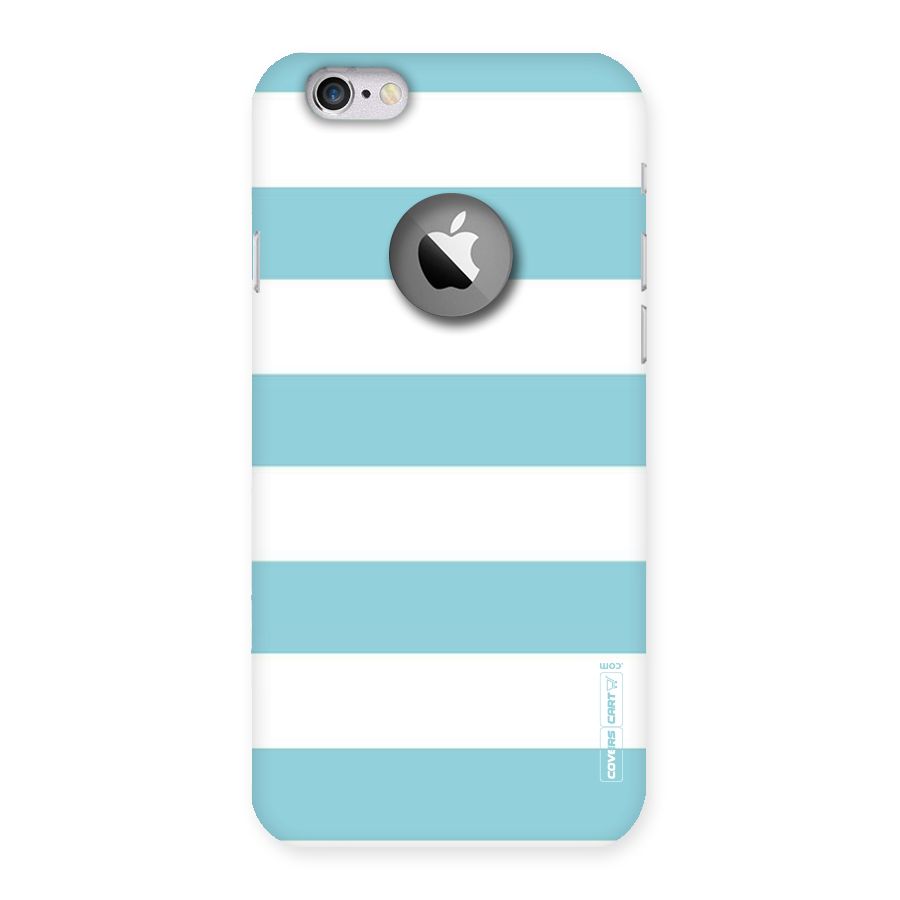Pastel Blue White Stripes Back Case for iPhone 6 Logo Cut