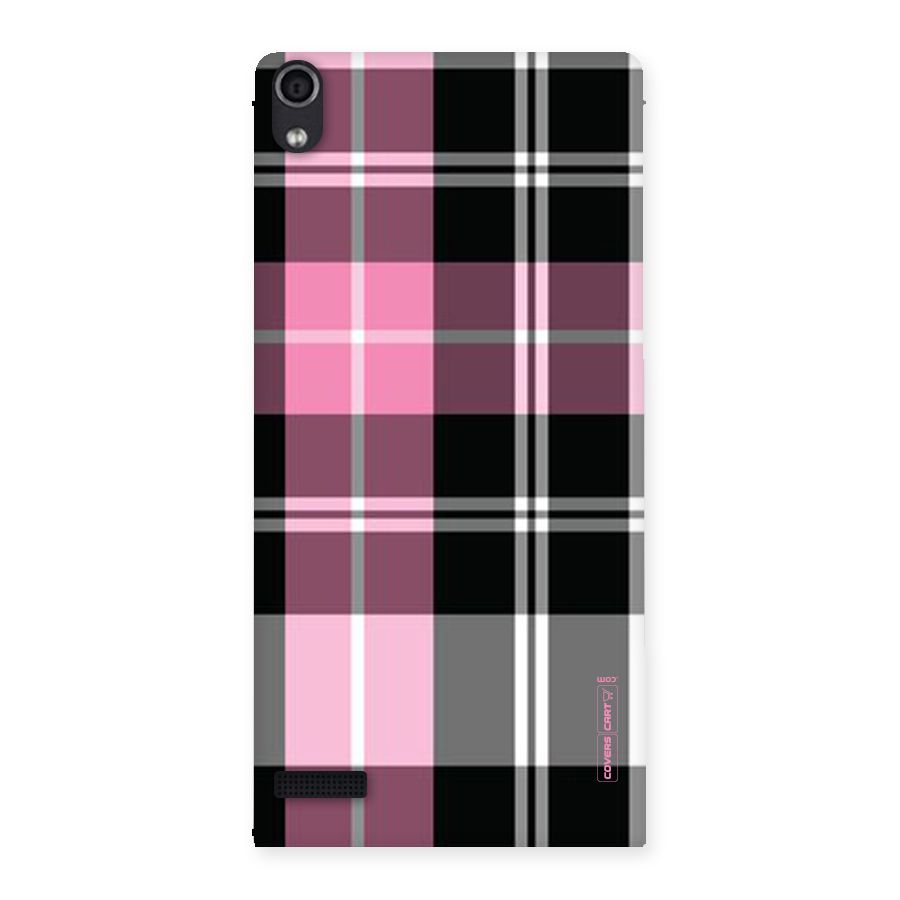Pink Black Check Back Case for Ascend P6
