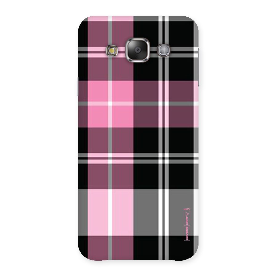 Pink Black Check Back Case for Galaxy E7