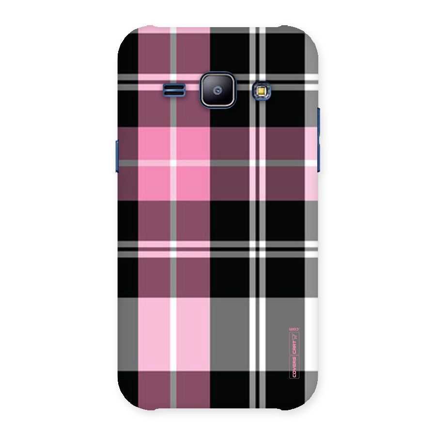 Pink Black Check Back Case for Galaxy J1