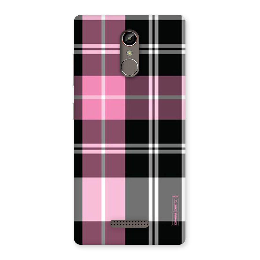 Pink Black Check Back Case for Gionee S6s
