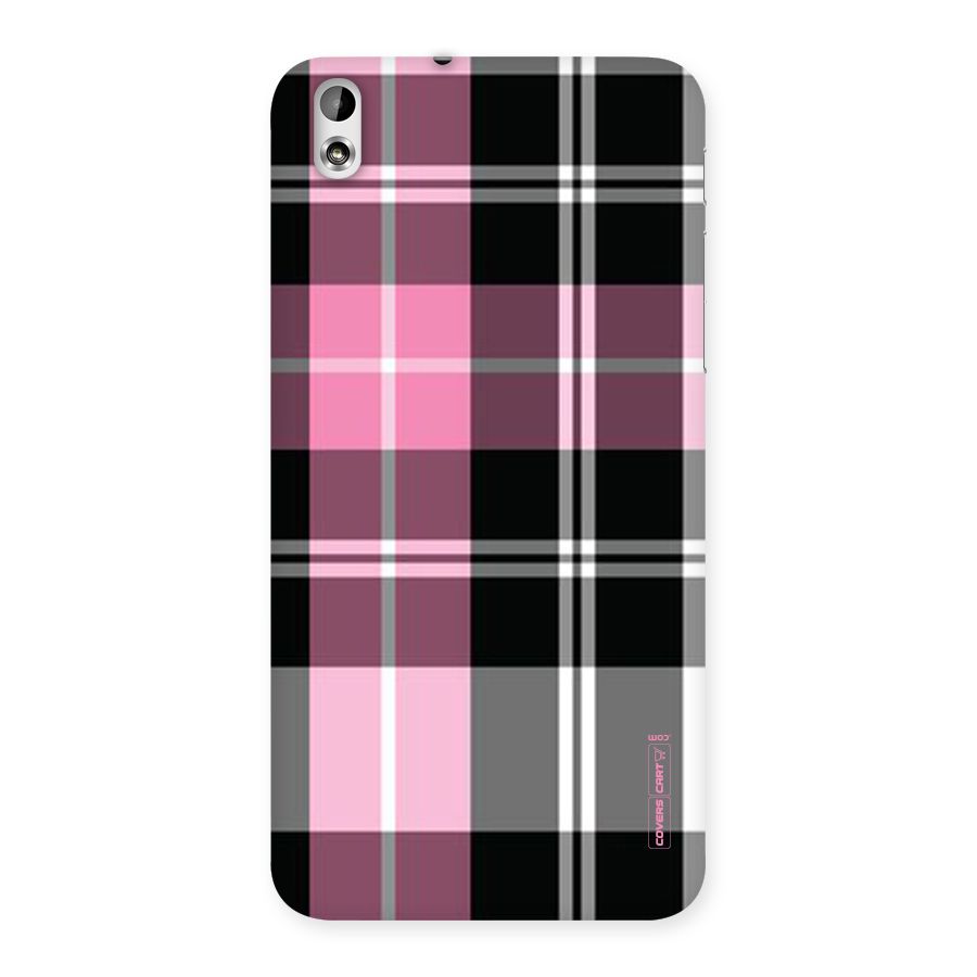 Pink Black Check Back Case for HTC Desire 816g