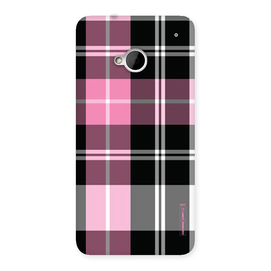 Pink Black Check Back Case for HTC One M7