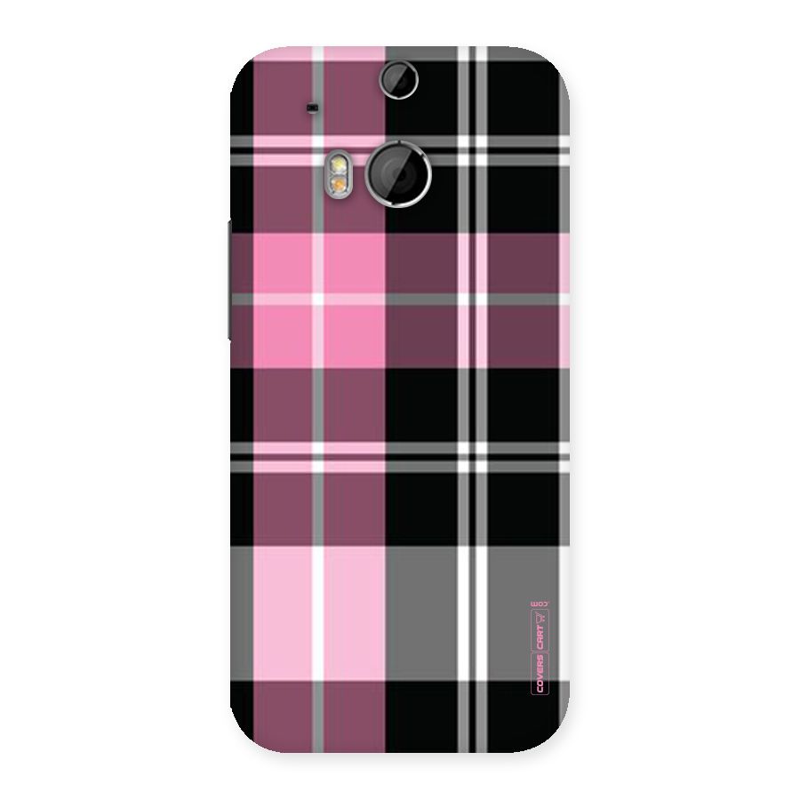 Pink Black Check Back Case for HTC One M8