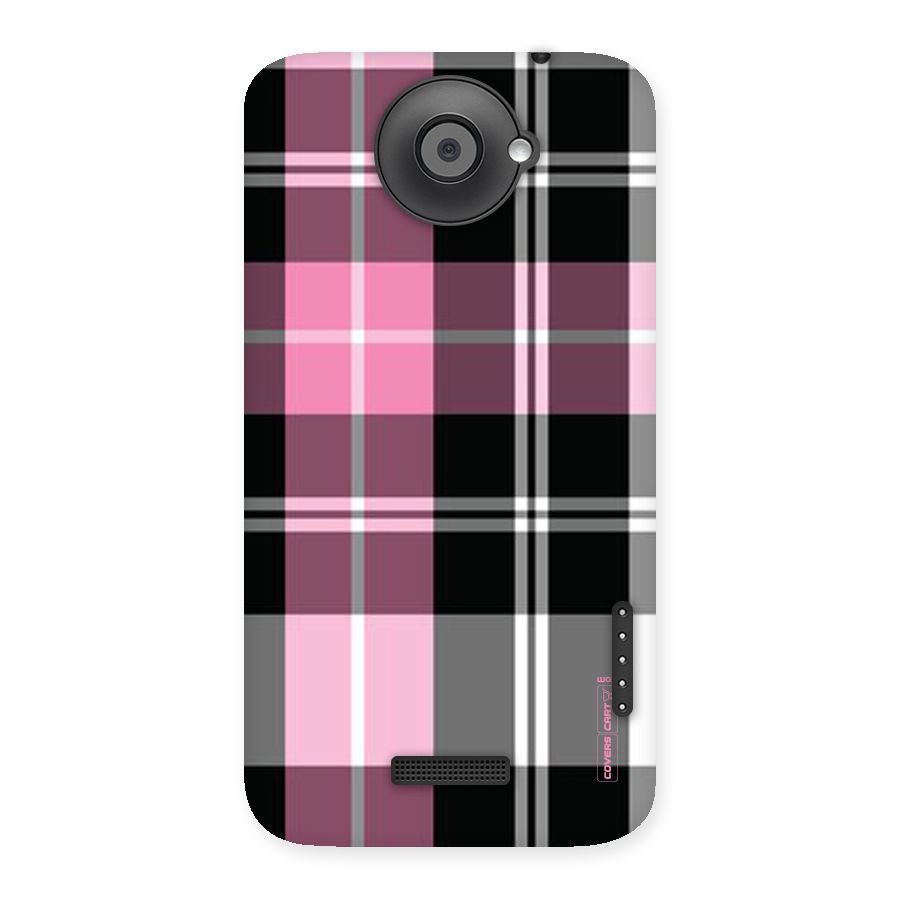 Pink Black Check Back Case for HTC One X