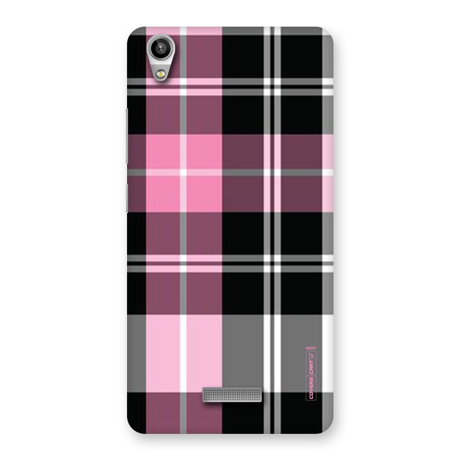 Pink Black Check Back Case for Lava-Pixel-V1