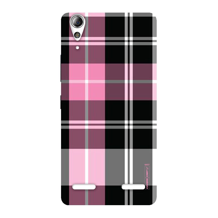 Pink Black Check Back Case for Lenovo A6000 Plus
