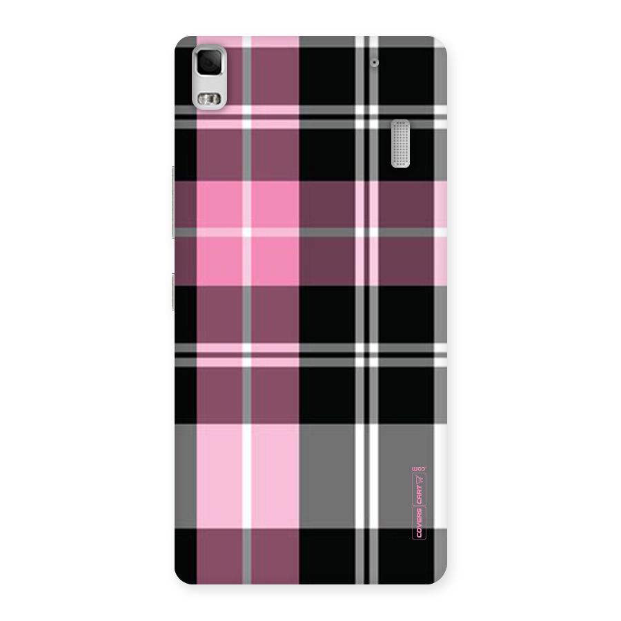 Pink Black Check Back Case for Lenovo K3 Note
