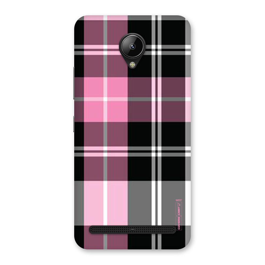 Pink Black Check Back Case for Lenovo C2