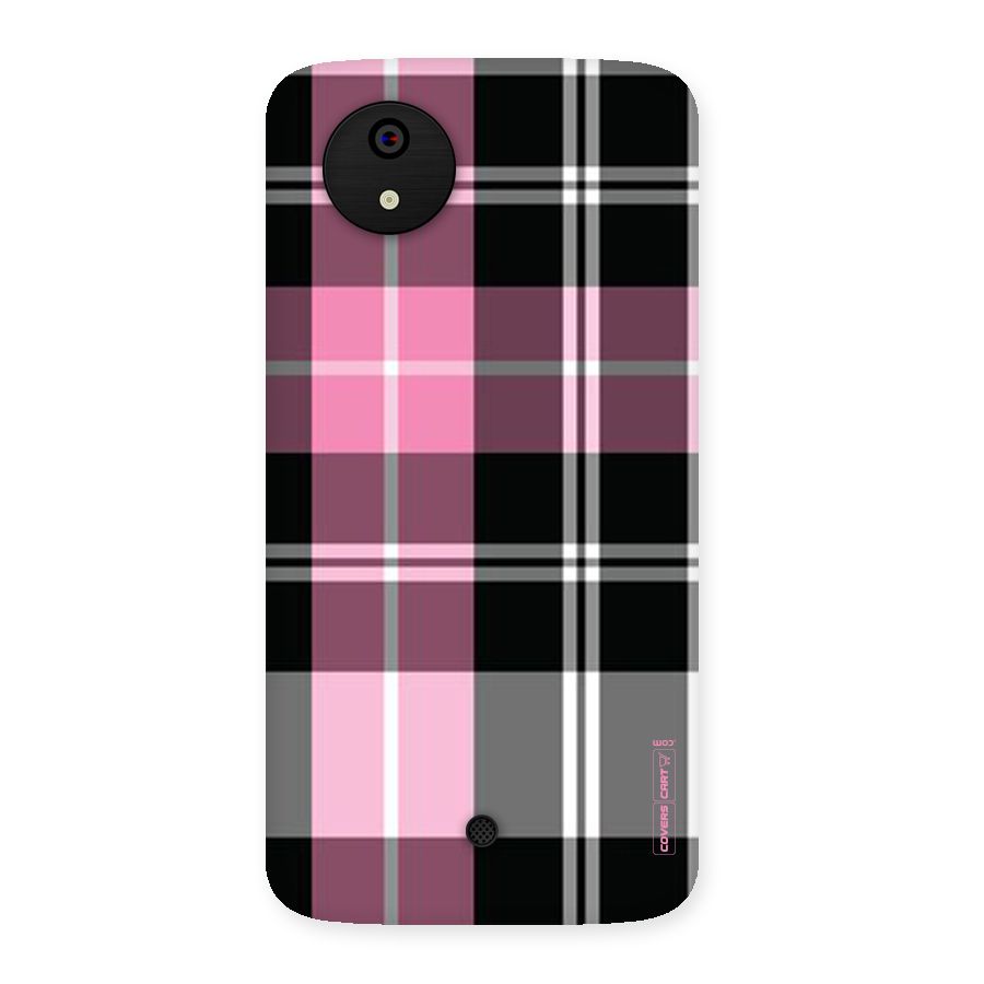 Pink Black Check Back Case for Micromax Canvas A1