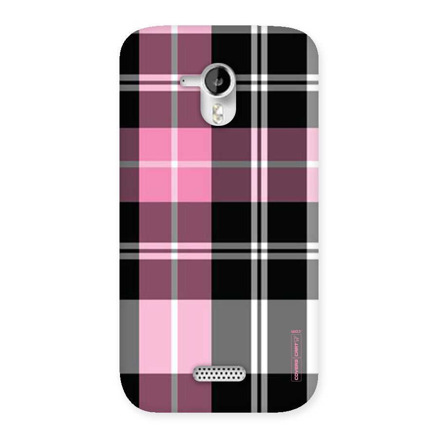Pink Black Check Back Case for Micromax Canvas HD A116