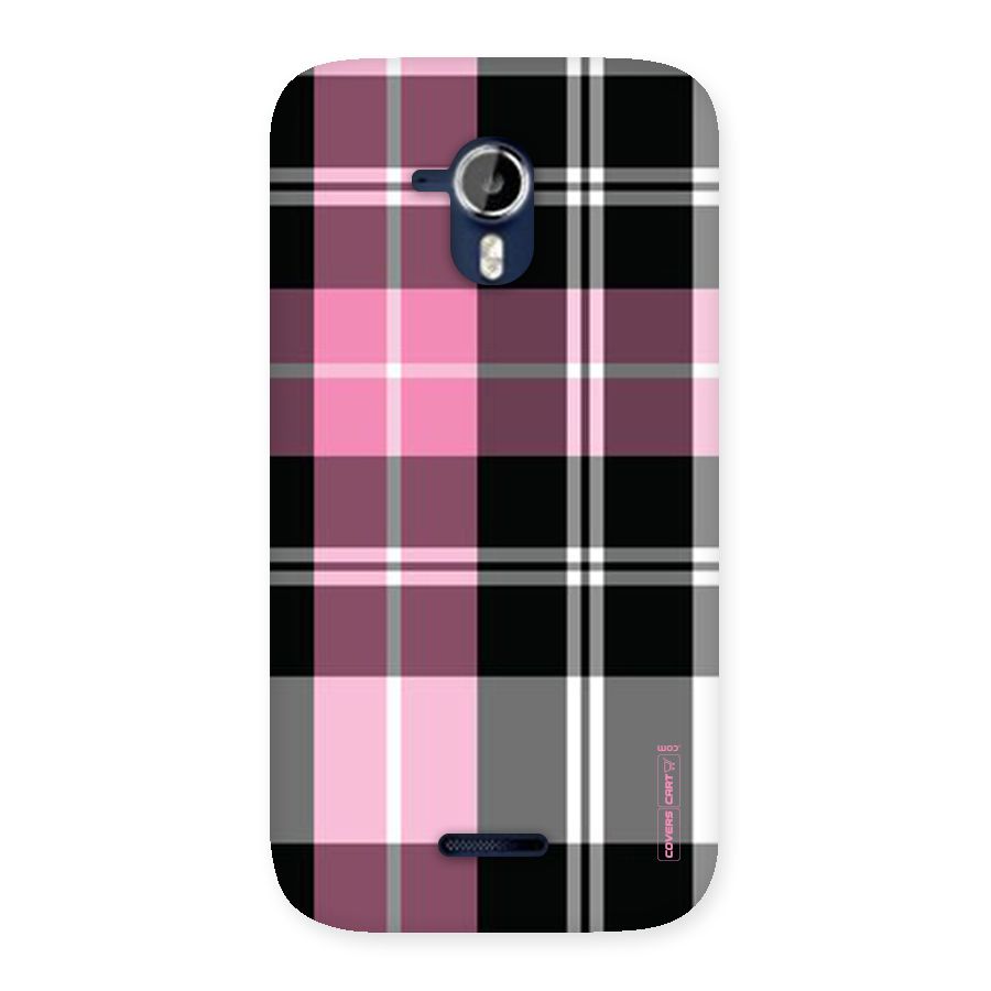Pink Black Check Back Case for Micromax Canvas Magnus A117