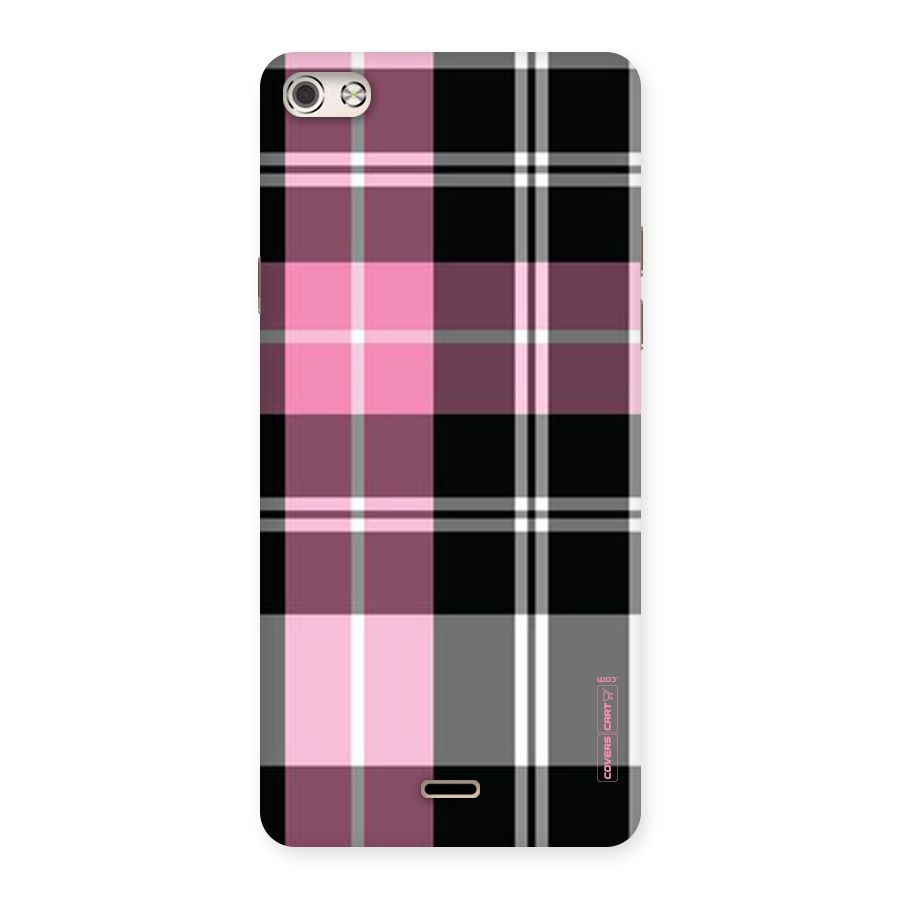 Pink Black Check Back Case for Micromax Canvas Silver 5