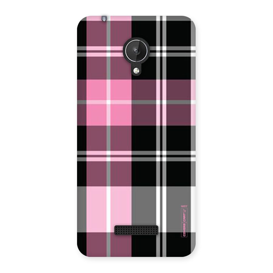 Pink Black Check Back Case for Micromax Canvas Spark Q380