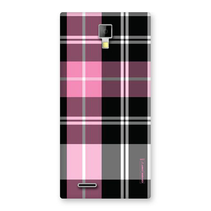 Pink Black Check Back Case for Micromax Canvas Xpress A99