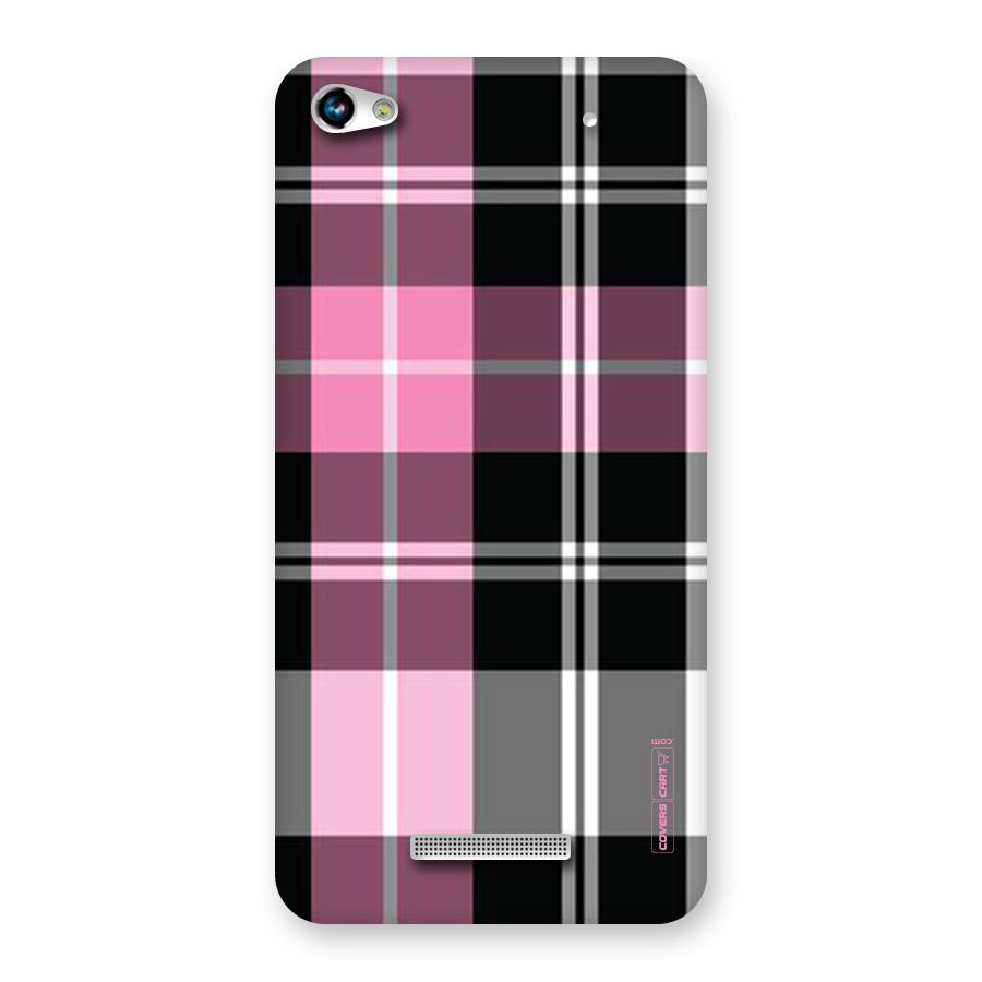 Pink Black Check Back Case for Micromax Hue 2