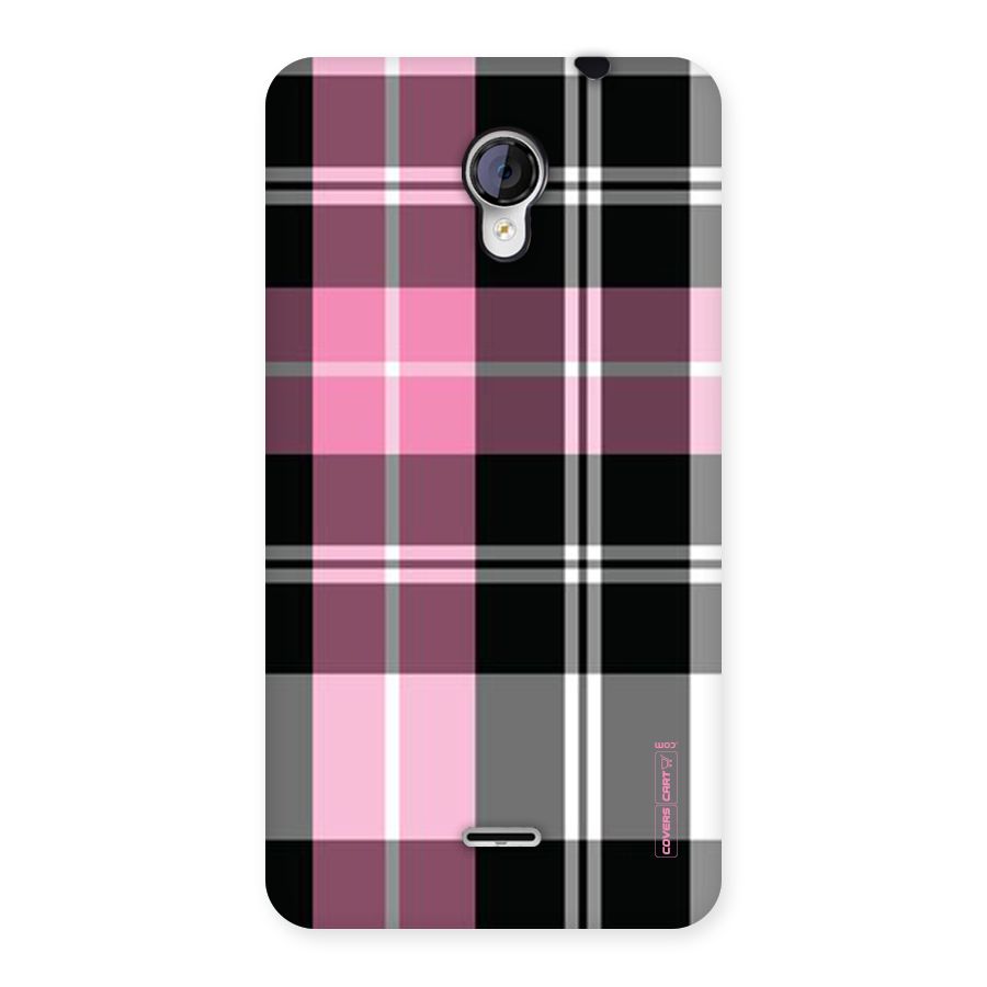 Pink Black Check Back Case for Micromax Unite 2 A106