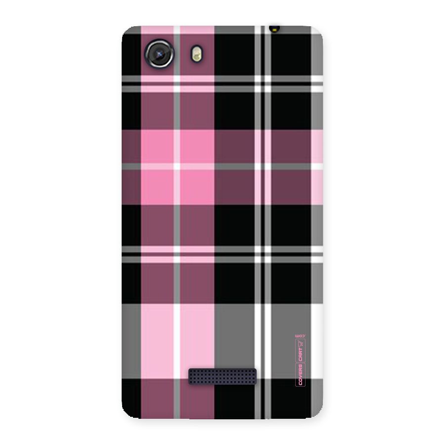 Pink Black Check Back Case for Micromax Unite 3