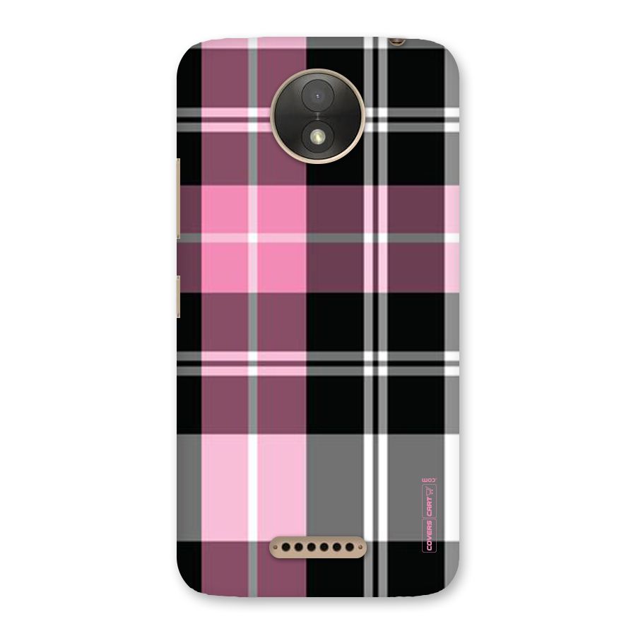 Pink Black Check Back Case for Moto C Plus
